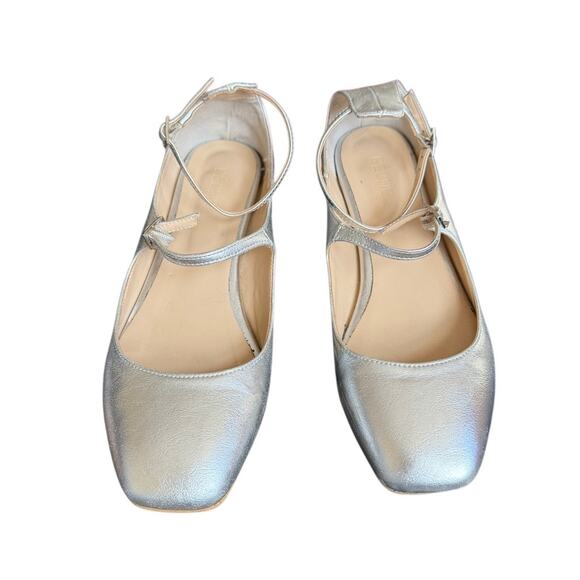 Peche Shoes - Peche Nico Heels Silver Size US 7.5 /8 Mary Jane Style Strap Small Heel